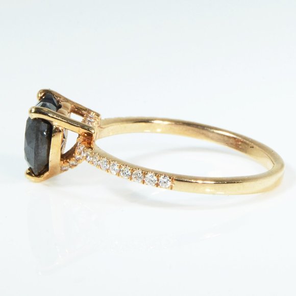 Black Heart Diamond Hidden Halo Engagement Ring 14K Rose Gold 2.22 TCW - Picture 6 of 10